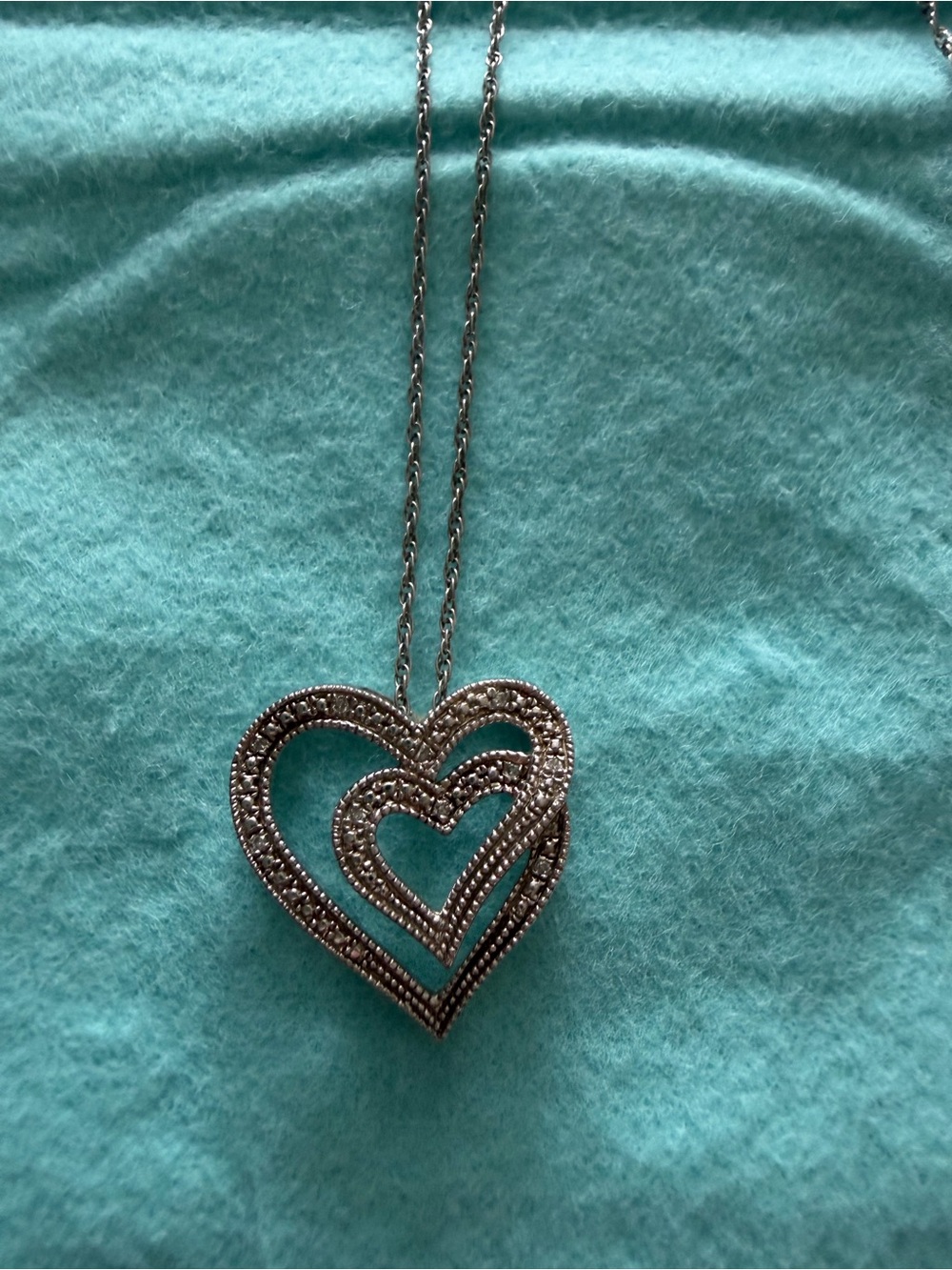 Silver Double Heart Pendant Necklace